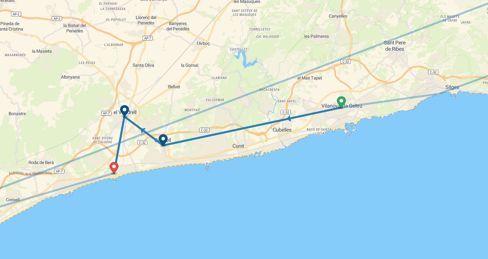 Route from Barcelona to Costa Daurada - Day 3